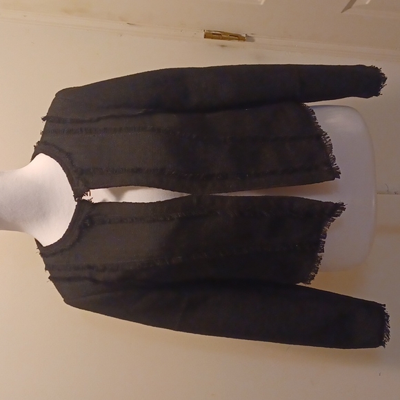Banana Republic Jackets & Blazers - Banana Republic Tweed Fringe blazer Jacket black pockets nwt